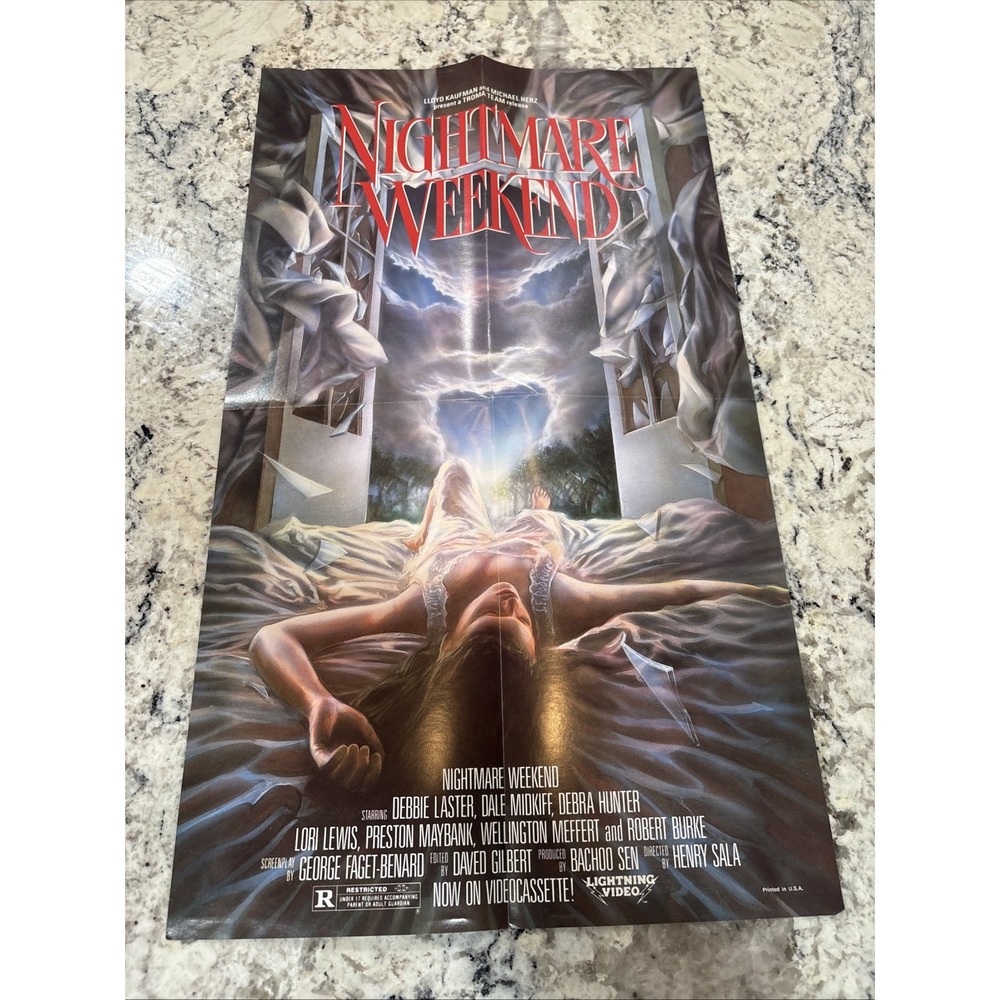 1986 Nightmare Weekend Cult Classic Original Vintage Video Store Promo Poster